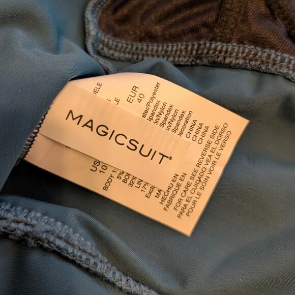 Magicsuit Women's Bianca One Piece Romper Swimsuit Spaghetti Strap Blue Size 10 - Picture 7 of 10